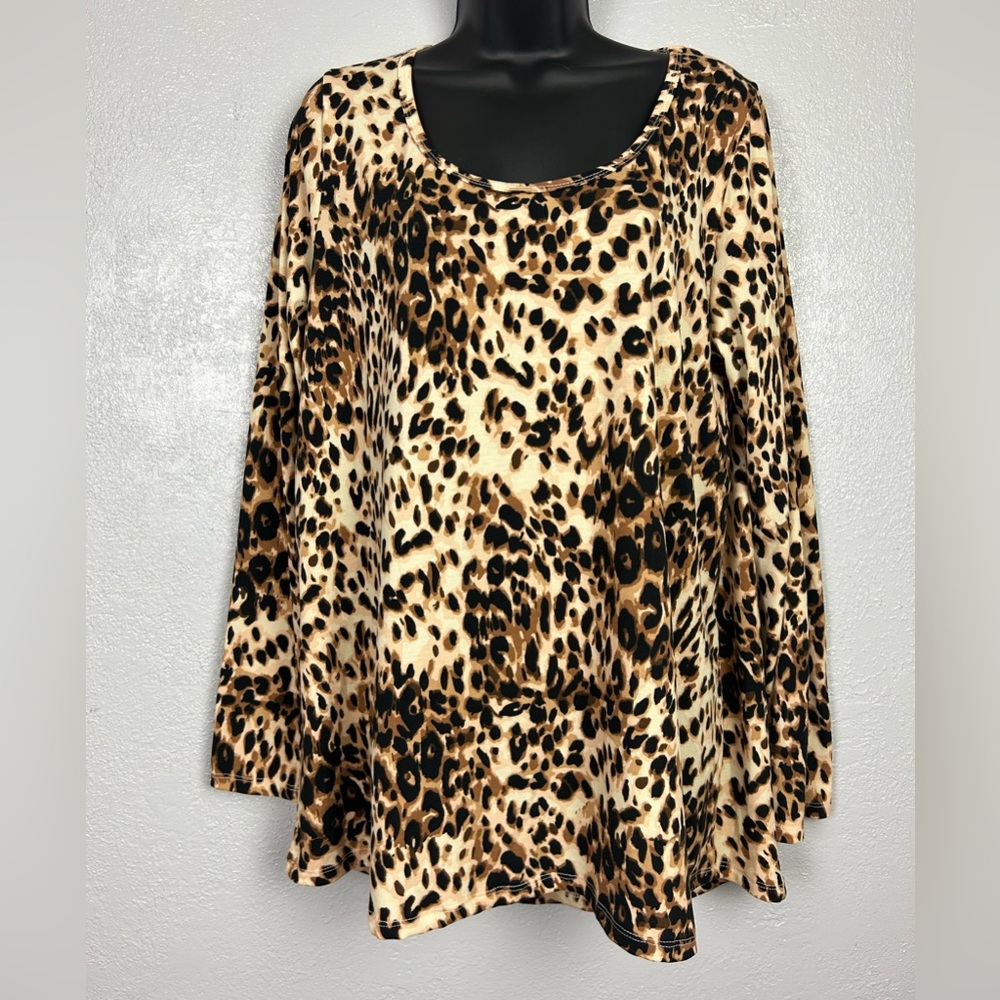 LULAROE Animal print cheetah long sleeve tunic blouse Sz XL